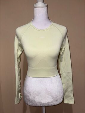 Gymshark Pale Yellow Long Sleeve Crop Top